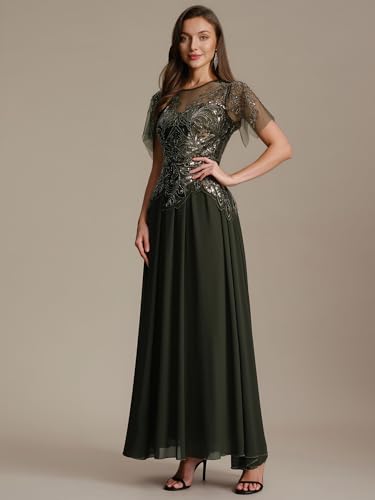 Blyzera Women's Ever-Pretty Sequin Crew Neck Formal Dress Embroidered Floor Length A Line Mother Of Bride Dresses 02675 - Image 4