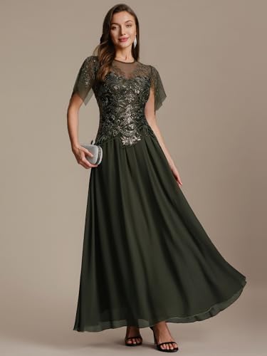 Blyzera Women's Ever-Pretty Sequin Crew Neck Formal Dress Embroidered Floor Length A Line Mother Of Bride Dresses 02675 - Image 5