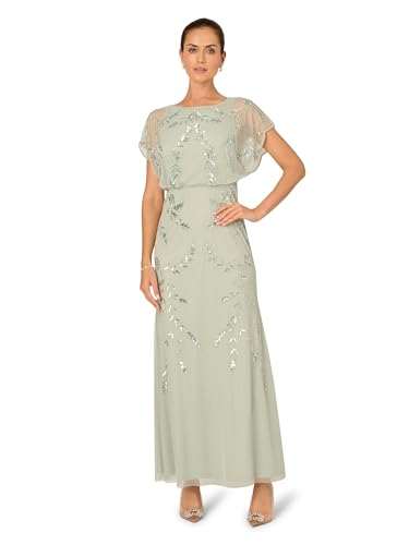 Alternative view of Blyzera Women's Floor Length Beaded Flutter Sleeve Blouson Dress Red Elegant