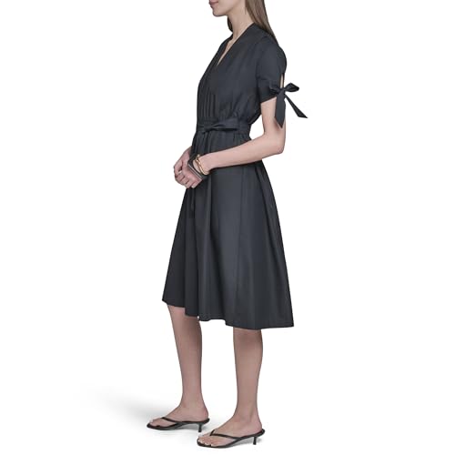 Blyzera Women's Halston Tie Sleeve Midi Cotton Sun Dress Elegant Occasion - Image 4