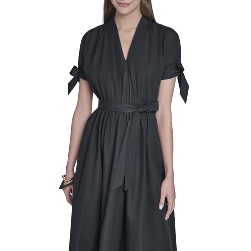 Blyzera Women's Halston Tie Sleeve Midi Cotton Sun Dress Elegant Occasion - Image 6