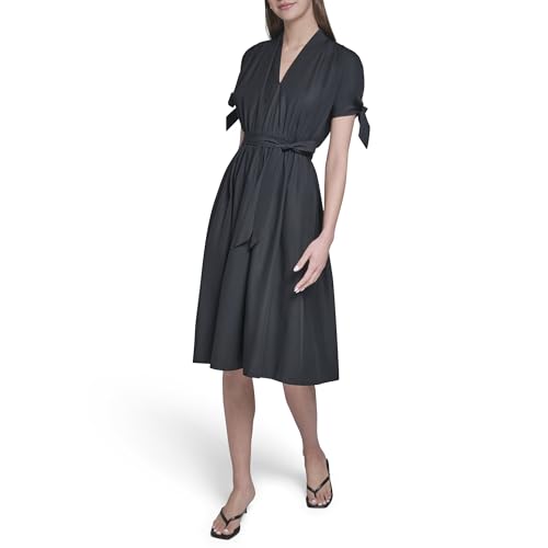 Blyzera Women's Halston Tie Sleeve Midi Cotton Sun Dress Elegant Occasion - Image 3