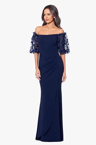 Blyzera Women's Illusion Sleeve Off The Shoulder Long Dress (Reg, Petite, Plus Sizes) Floral - Image 3