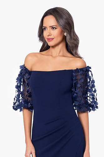 Blyzera Women's Illusion Sleeve Off The Shoulder Long Dress (Reg, Petite, Plus Sizes) Floral - Image 5