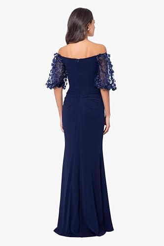 Blyzera Women's Illusion Sleeve Off The Shoulder Long Dress (Reg, Petite, Plus Sizes) Floral - Image 4