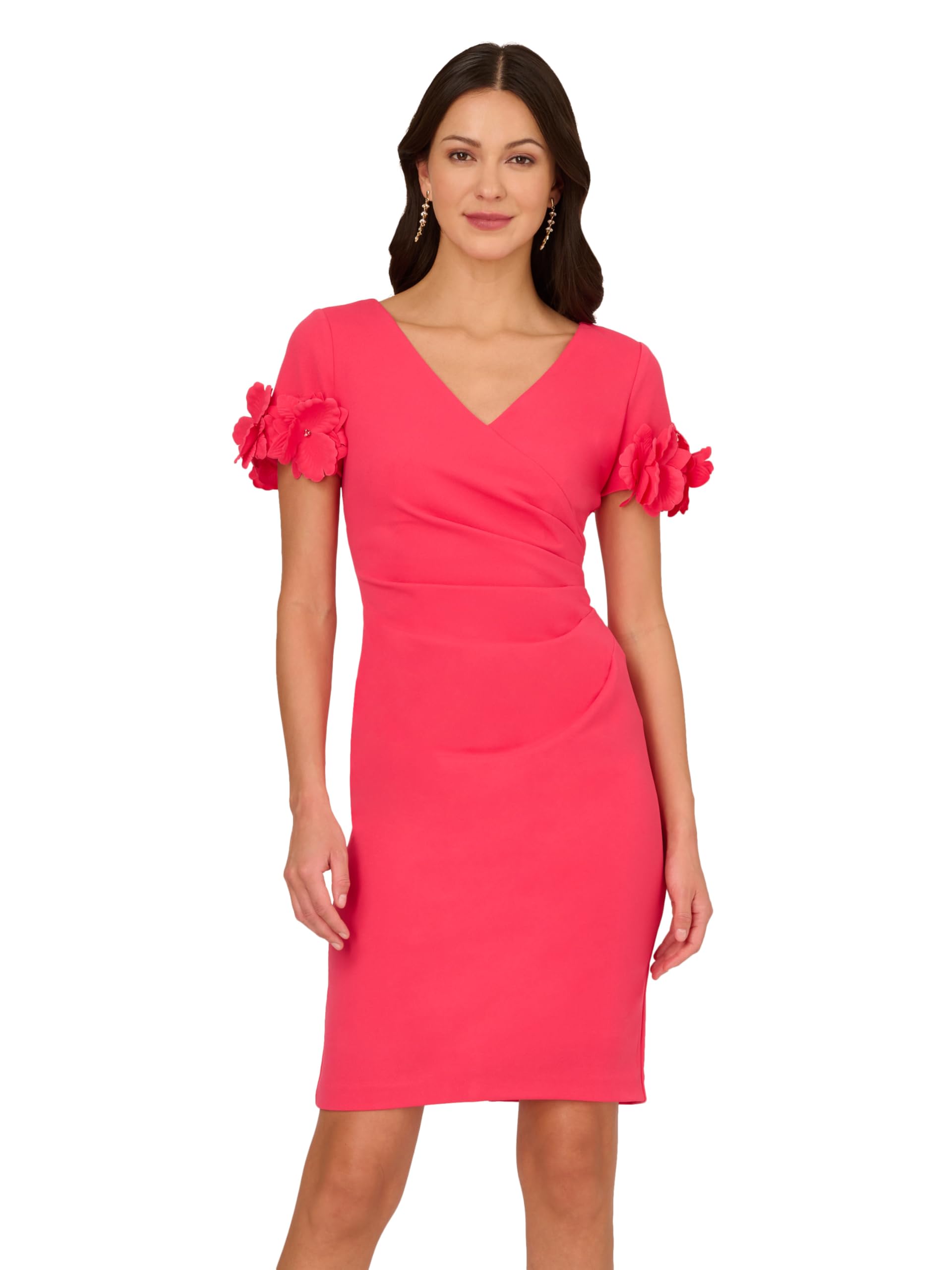 Blyzera Women's Knit Crepe Short Dress Floral Elegant Occasion Party Wear