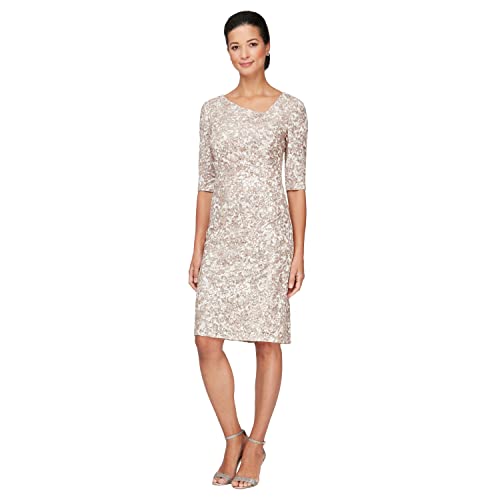 Alternative view of Blyzera Women's L Neck Knee Length Shift Dress Red Lace Elegant Occasion