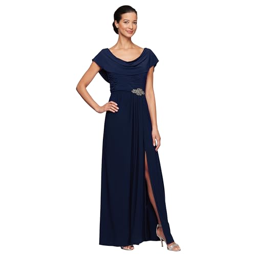Alternative view of Blyzera Women's Long Cowl Neckline Mother Of The Bride Dress, Formal Event Gown (Petite And Regular Sizes) Black