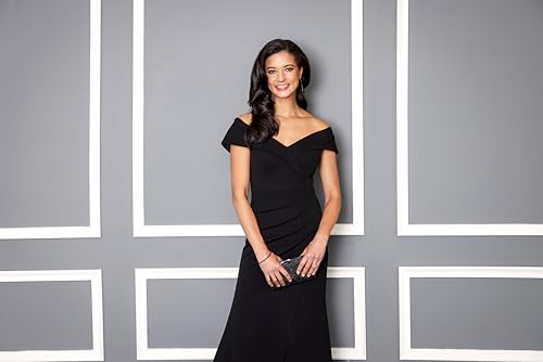 Blyzera Women's Off The Shoulder Stretch Crepe Dress With Fishtail Back, Floor Length Mother Of The Bride Dress Chiffon - Image 6