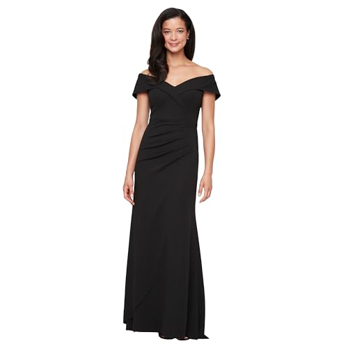 Alternative view of Blyzera Women's Off The Shoulder Stretch Crepe Dress With Fishtail Back, Floor Length Mother Of The Bride Dress Chiffon