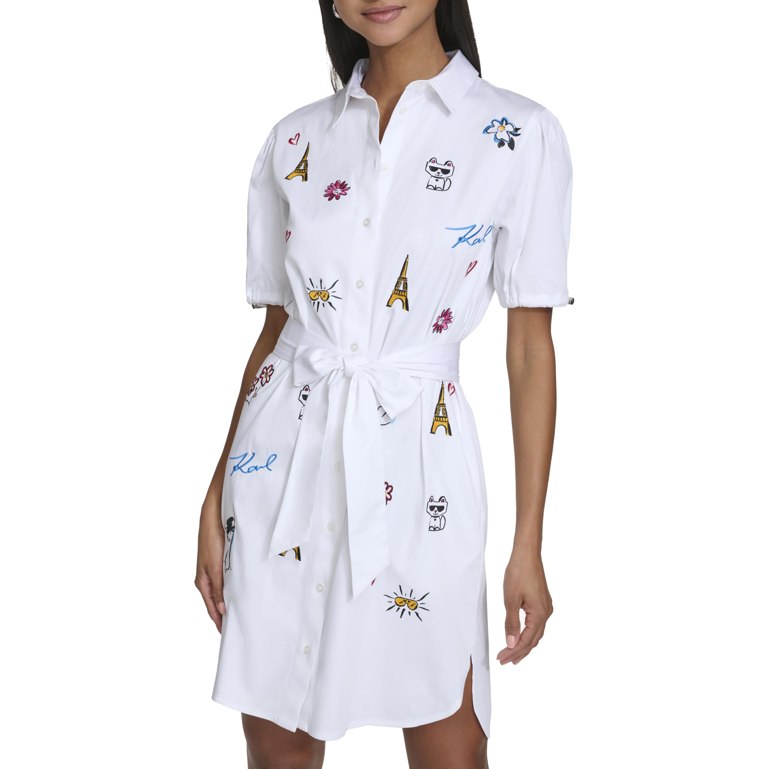 Blyzera Women's Poplin Shirt Dress With Tie Waist Elegant Occasion Party