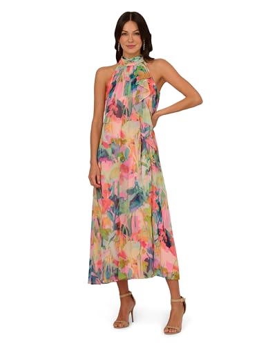 Alternative view of Blyzera Women's Print Chiffon Trapeze Dress Elegant Occasion Party Wear