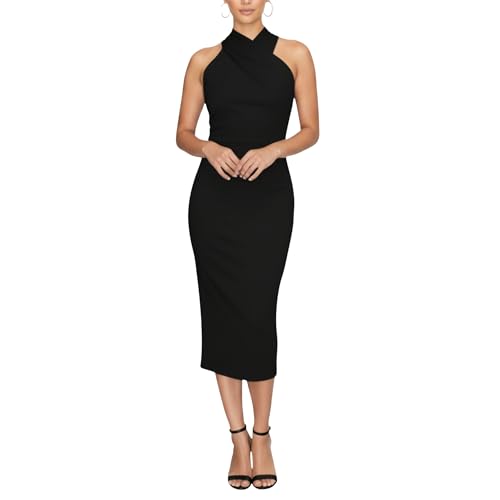 Alternative view of Blyzera Women's Rachel Rachel Roy Harland Elegant Sleeveless Halter Bodycon Midi Cocktail Party Dress