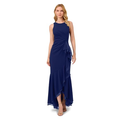 Alternative view of Blyzera Women's Ruffle Crepe Halter Gown Black Elegant Occasion Party Wear