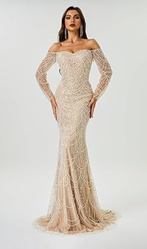 Blyzera Women's Shiny Beadings Mermaid Evening Prom Shower Party Dress,Gala Pageant Celebrity Gown - Image 3