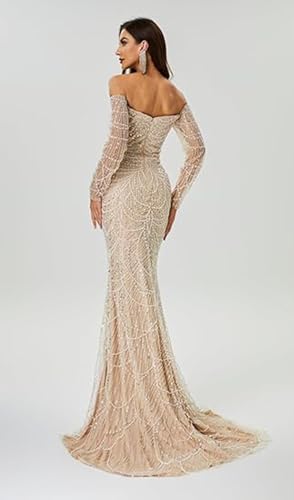 Blyzera Women's Shiny Beadings Mermaid Evening Prom Shower Party Dress,Gala Pageant Celebrity Gown - Image 4