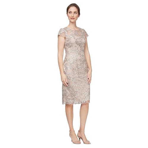 Alternative view of Blyzera Women's Short Knee Length Floral Embroidered Cocktail Sheath, Wedding Guest Dress, (Petite And Regular Sizes)