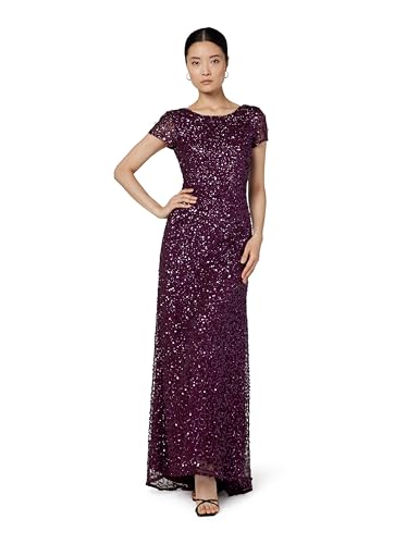 Alternative view of Blyzera Women's Short-Sleeve All Over Sequin Gown Red Elegant Occasion