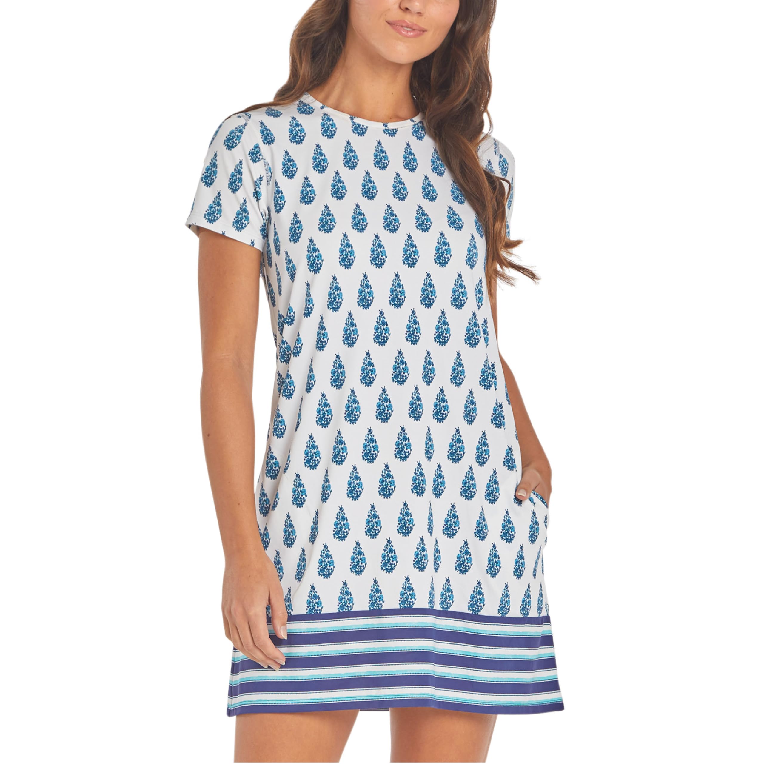 Blyzera Women's Short Sleeve Shift Dress, Upf 50+, Sun Protective Cover-Up, Nylon Spandex Nylon/Spandex
