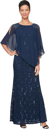 Alternative view of Blyzera Women's S.L. Fashions Long Sequin Lace Beaded Capelet Overlay Mother Of The Bride Dress, Formal Evening Gown Red