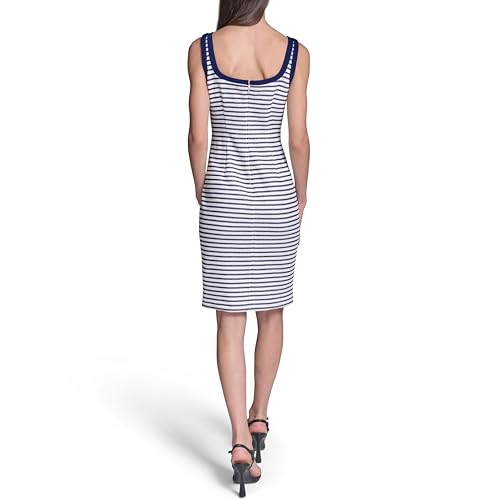 Blyzera Women's Sleeveless Scoop Neck Knit Front Buttons Sheath Dress Elegant - Image 4