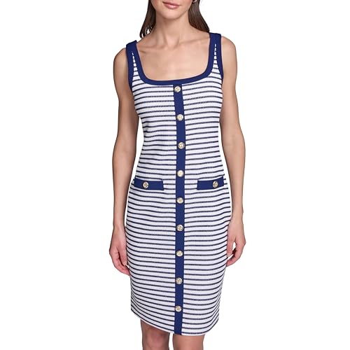 Alternative view of Blyzera Women's Sleeveless Scoop Neck Knit Front Buttons Sheath Dress Elegant
