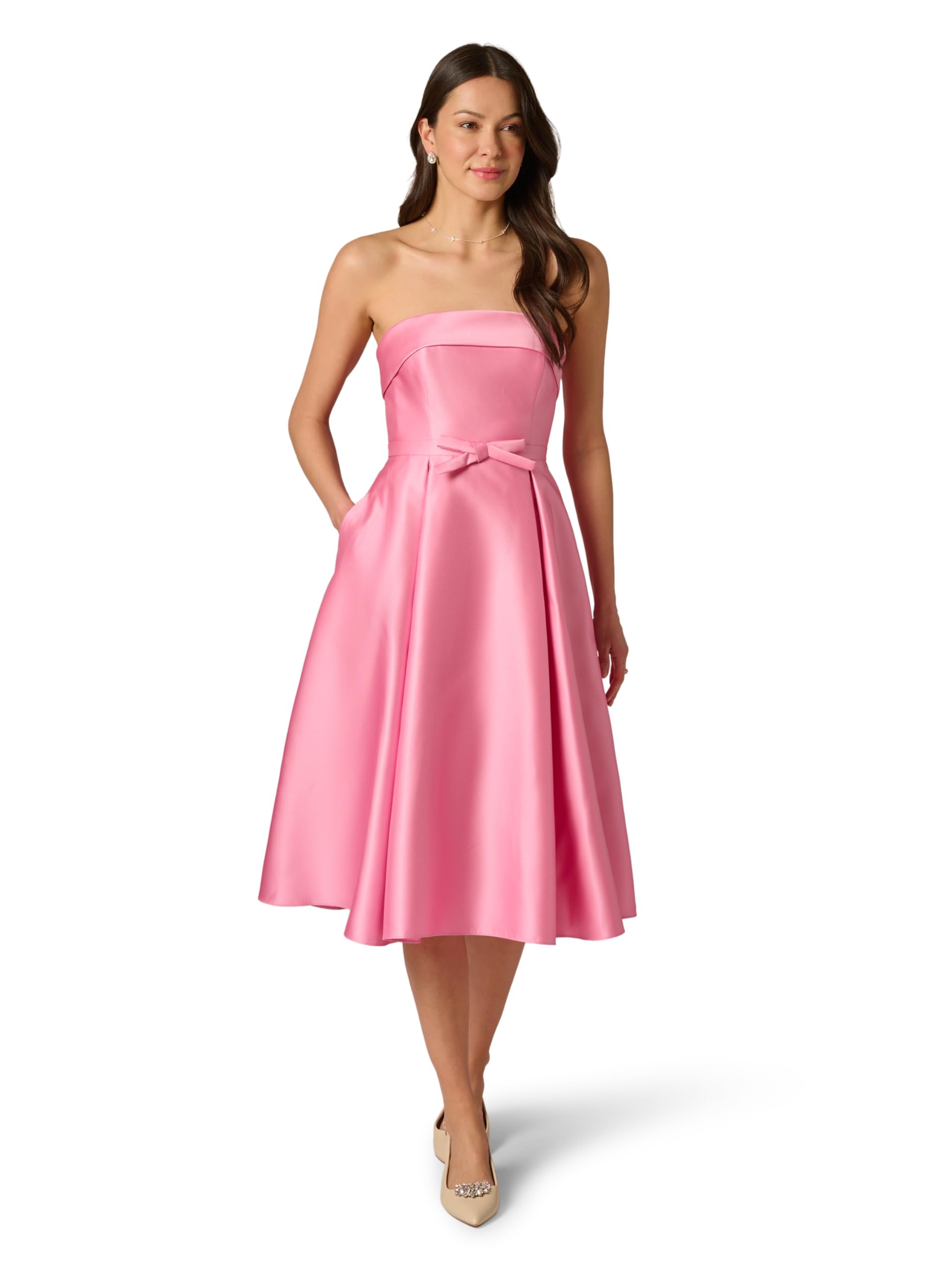 Blyzera Women's Strapless Mikado Midi Dress Elegant Occasion Party Wear