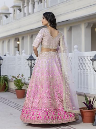 Alternative view of Blyzera Women's Trendmalls Satin Embroidery Sequence Work Lehenga Choli With Dupatta Ready To Wear Red Dress