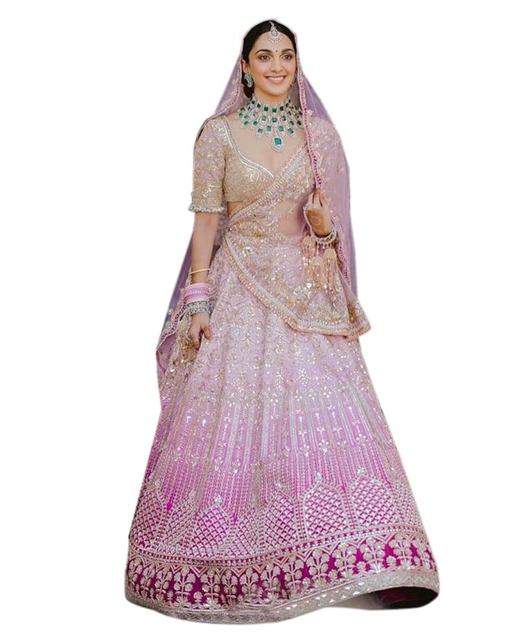 Blyzera Women's Trendmalls Satin Embroidery Sequence Work Lehenga Choli With Dupatta Ready To Wear Red Dress