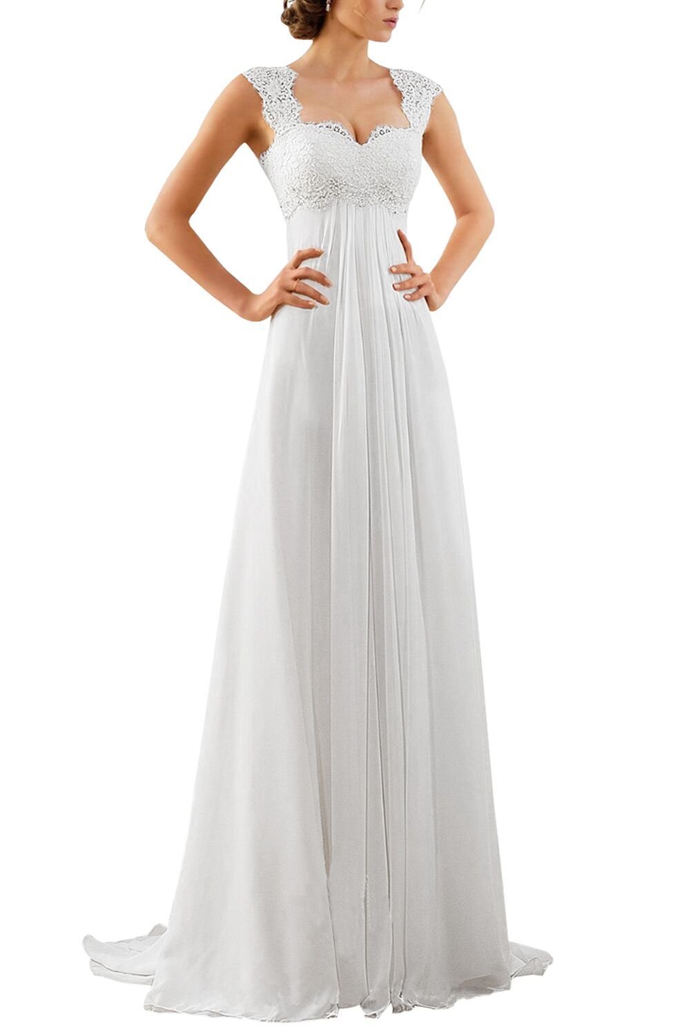 Blyzera Women's Wedding Dresses For Bride 2023 Sleeveless Lace Petite Plus Size Bridal Gowns For Civil Wedding For Beach