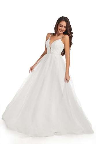 Blyzera Women's Wedding Dresses For Bride Unique Lace Beautiful Layers Tulle A Line Dreamy Beach Wedding Gowns Chiffon - Image 6