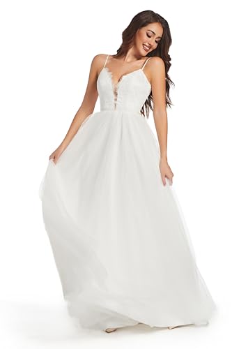 Alternative view of Blyzera Women's Wedding Dresses For Bride Unique Lace Beautiful Layers Tulle A Line Dreamy Beach Wedding Gowns Chiffon