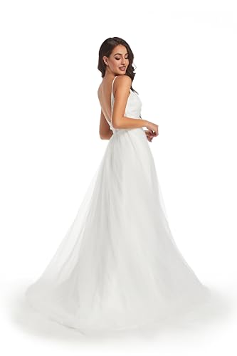 Blyzera Women's Wedding Dresses For Bride Unique Lace Beautiful Layers Tulle A Line Dreamy Beach Wedding Gowns Chiffon - Image 8