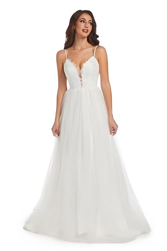 Blyzera Women's Wedding Dresses For Bride Unique Lace Beautiful Layers Tulle A Line Dreamy Beach Wedding Gowns Chiffon - Image 3