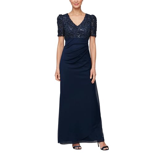 Alternative view of Blyzera Women's Wedding Guest Dress With V-Neck Stretch Sequin Bodice And Empire Waist (Petite And Regular Sizes)
